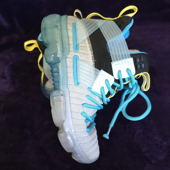 Kids' Blue and Yellow Basketball Sneakers - Picture 8 of 15